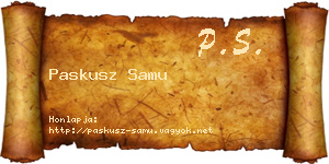 Paskusz Samu névjegykártya